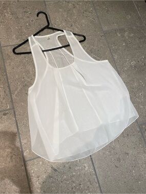 Lightweight Shear White Racerback Chiffon Tank Top Womens 4X
